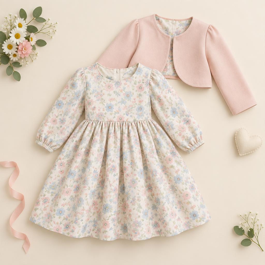 Katy Set: Conjunto de Vestido con mangas + Torera vista adicional